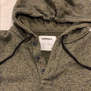 🌿 Sonoma Men’s Olive Heather Hooded Sweater | Sweatshirt Comfort, Sweater Style